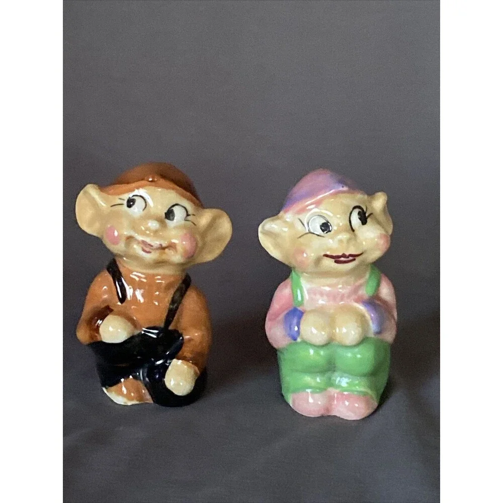 Elf Pixie Vintage Salt & Pepper Shaker Set Kneeling Japan